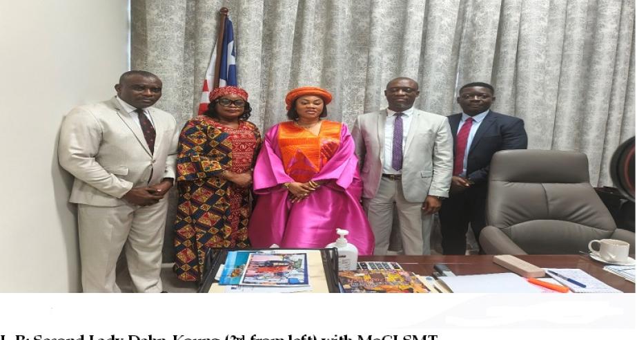 L-R Second Lady Dahn-Koung (3rd from left) with MoCI SMT