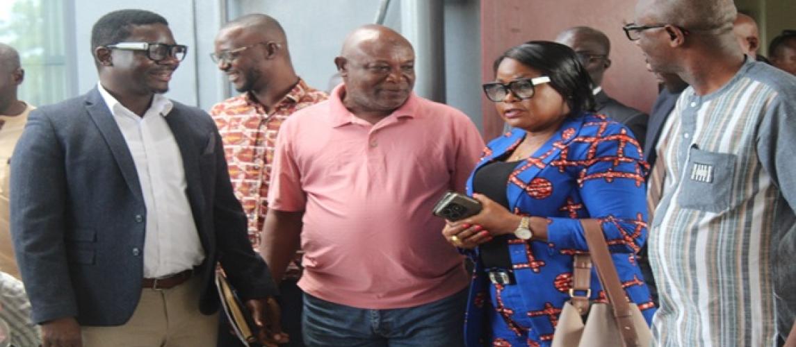 DMA Designate Jeke (first from right) chats with Min. Dagoseh (3rd) shortly after facing the Senate