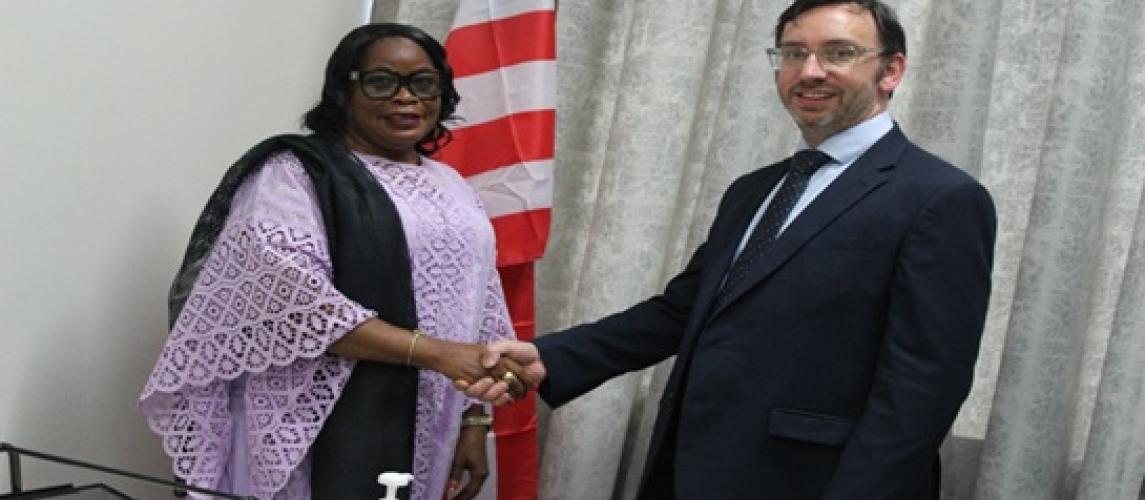 (L-R) Minister Dagoseh and her British Counterpart, Simon Tooth