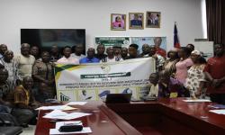 Participants pose for press