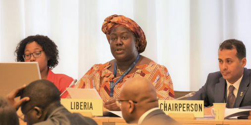 Ministry of Commerce and Industry, Minister Mawine G. Diggs leads the Liberian delegation in Geneva.
