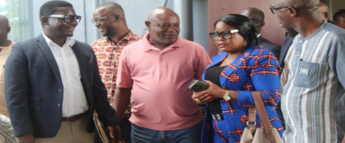 DMA Designate Jeke (first from right) chats with Min. Dagoseh (3rd) shortly after facing the Senate 