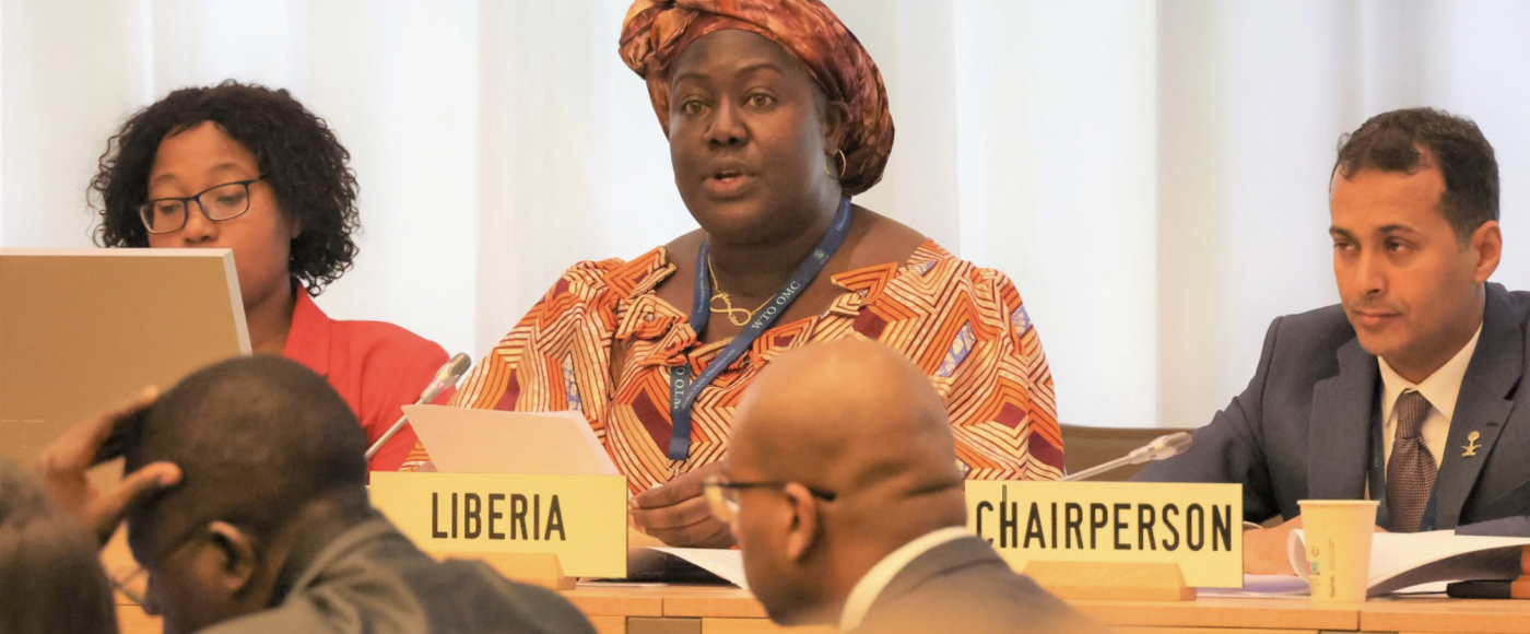 Ministry of Commerce and Industry, Minister Mawine G. Diggs leads the Liberian delegation in Geneva.